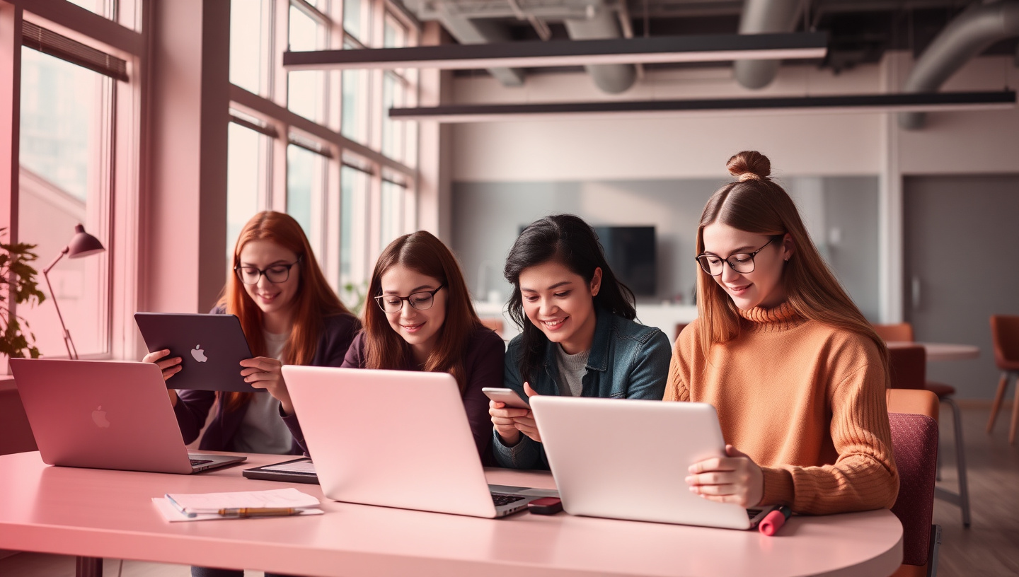 Estudiantes aprendiendo online